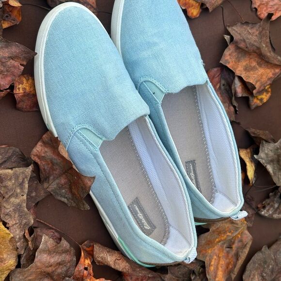 Eddie Bauer Seafoam Sage Green - Light Blue Canvas Slip-On Flats Sneakers - Picture 2 of 10